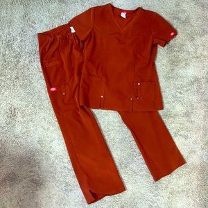 Womens Dickies Workwear scrubs - burnt orange. S top, M bottom.